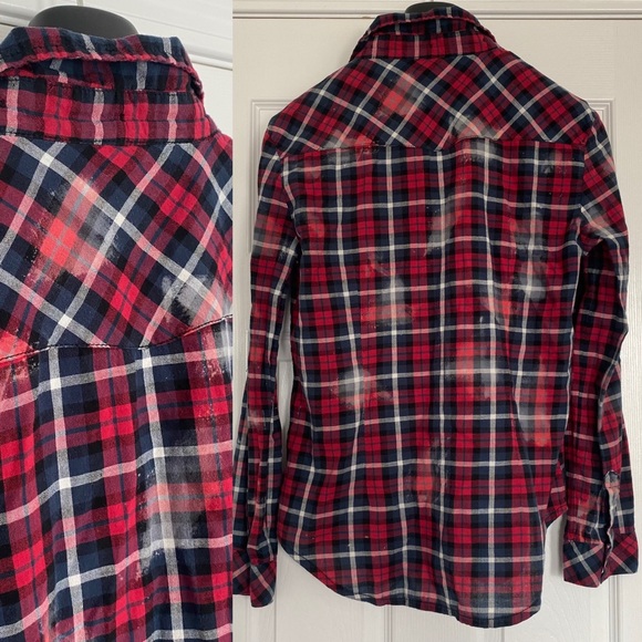 SWS | Distressed Red Plaid Button Up - Picture 7 of 12